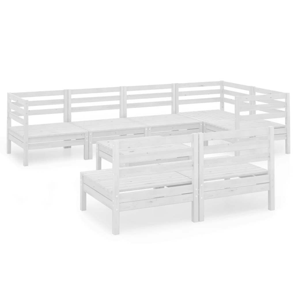 8-tlg. Garten-Lounge-Set Massivholz Kiefer Weiss
